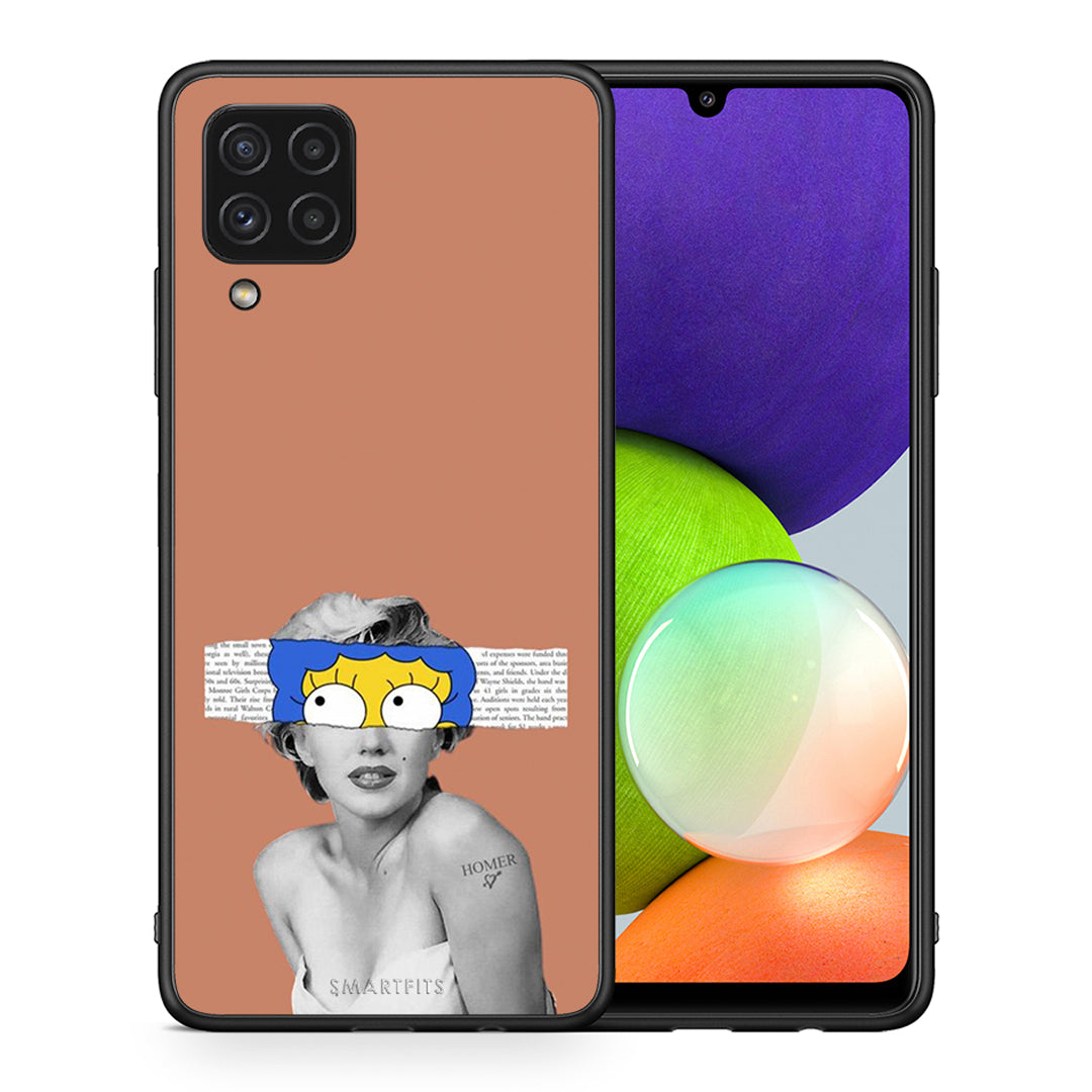 Θήκη Samsung A22 4G Sim Merilyn από τη Smartfits με σχέδιο στο πίσω μέρος και μαύρο περίβλημα | Samsung A22 4G Sim Merilyn case with colorful back and black bezels