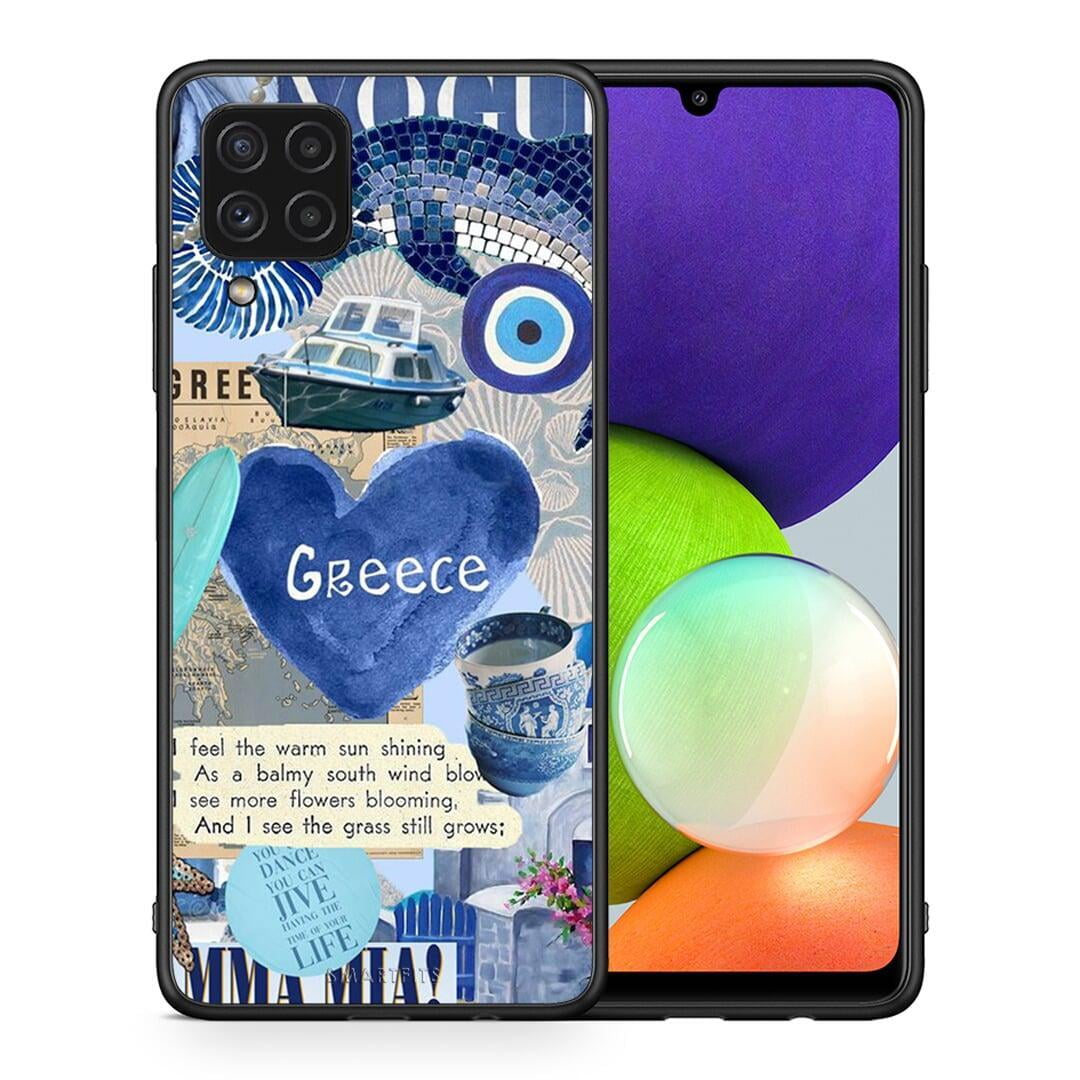 Θήκη Samsung A22 4G Summer In Greece από τη Smartfits με σχέδιο στο πίσω μέρος και μαύρο περίβλημα | Samsung A22 4G Summer In Greece case with colorful back and black bezels