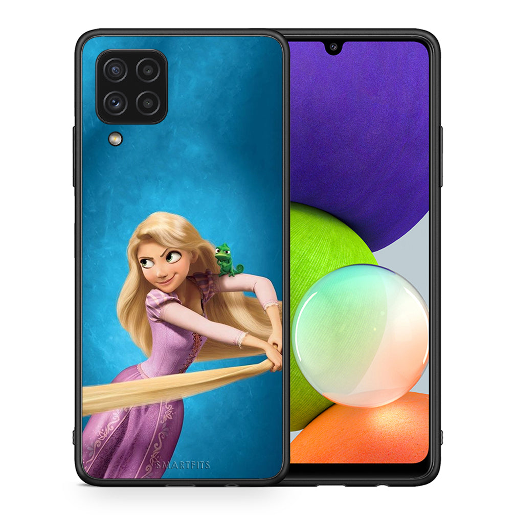 Θήκη Αγίου Βαλεντίνου Samsung A22 4G Tangled 2 από τη Smartfits με σχέδιο στο πίσω μέρος και μαύρο περίβλημα | Samsung A22 4G Tangled 2 case with colorful back and black bezels