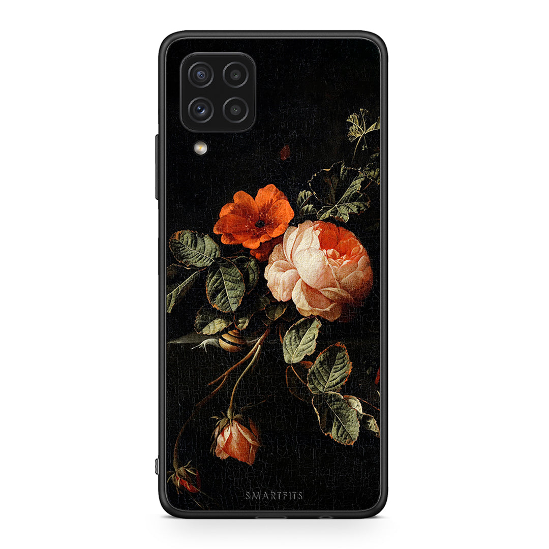 Samsung A22 4G Vintage Roses θήκη από τη Smartfits με σχέδιο στο πίσω μέρος και μαύρο περίβλημα | Smartphone case with colorful back and black bezels by Smartfits