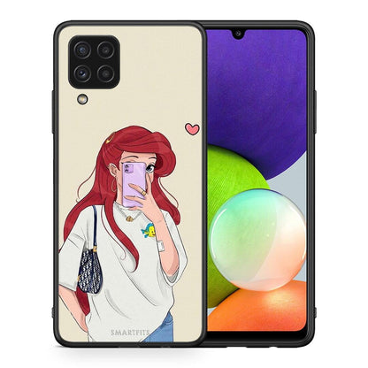Θήκη Samsung A22 4G Walking Mermaid από τη Smartfits με σχέδιο στο πίσω μέρος και μαύρο περίβλημα | Samsung A22 4G Walking Mermaid case with colorful back and black bezels