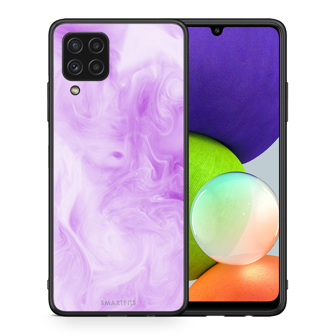 Θήκη Samsung A22 4G Lavender Watercolor από τη Smartfits με σχέδιο στο πίσω μέρος και μαύρο περίβλημα | Samsung A22 4G Lavender Watercolor case with colorful back and black bezels
