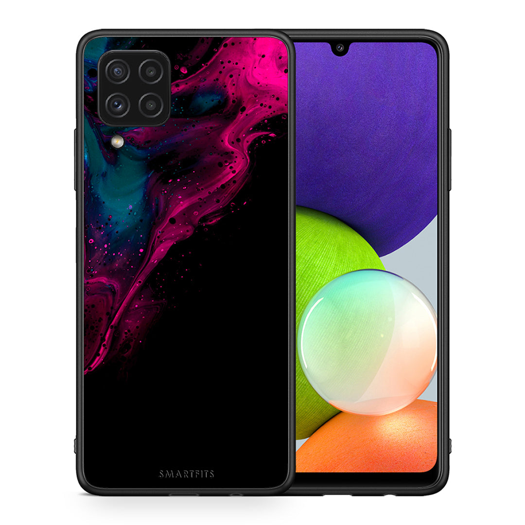 Θήκη Samsung A22 4G Pink Black Watercolor από τη Smartfits με σχέδιο στο πίσω μέρος και μαύρο περίβλημα | Samsung A22 4G Pink Black Watercolor case with colorful back and black bezels