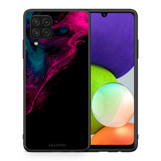 Θήκη Samsung A22 4G Pink Black Watercolor από τη Smartfits με σχέδιο στο πίσω μέρος και μαύρο περίβλημα | Samsung A22 4G Pink Black Watercolor case with colorful back and black bezels