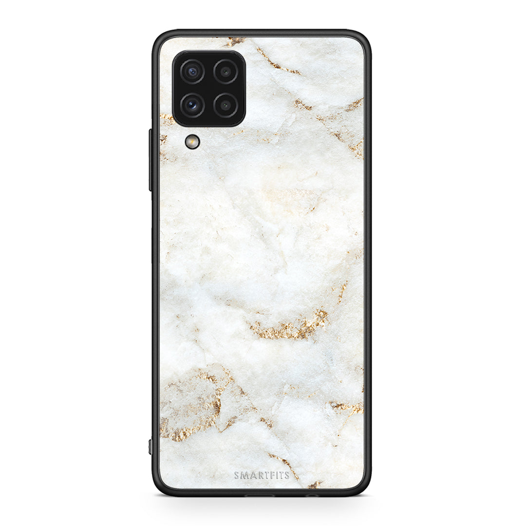 Samsung A22 4G White Gold Marble θήκη από τη Smartfits με σχέδιο στο πίσω μέρος και μαύρο περίβλημα | Smartphone case with colorful back and black bezels by Smartfits