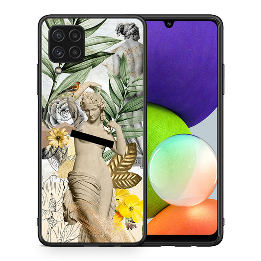 Θήκη Samsung A22 4G Woman Statue από τη Smartfits με σχέδιο στο πίσω μέρος και μαύρο περίβλημα | Samsung A22 4G Woman Statue case with colorful back and black bezels