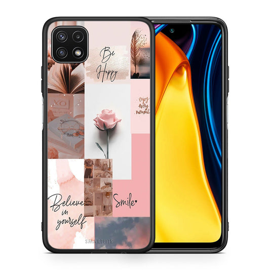 Θήκη Samsung A22 5G Aesthetic Collage από τη Smartfits με σχέδιο στο πίσω μέρος και μαύρο περίβλημα | Samsung A22 5G Aesthetic Collage case with colorful back and black bezels