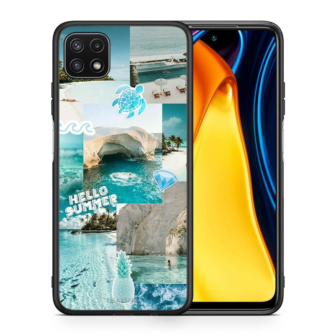 Θήκη Samsung A22 5G Aesthetic Summer από τη Smartfits με σχέδιο στο πίσω μέρος και μαύρο περίβλημα | Samsung A22 5G Aesthetic Summer case with colorful back and black bezels