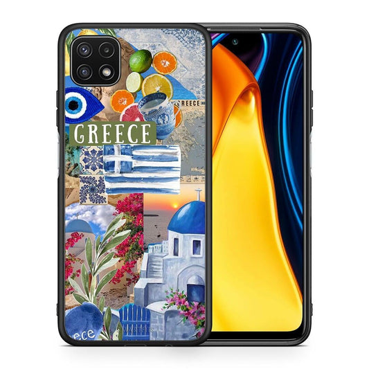 Θήκη Samsung A22 5G All Greek από τη Smartfits με σχέδιο στο πίσω μέρος και μαύρο περίβλημα | Samsung A22 5G All Greek case with colorful back and black bezels