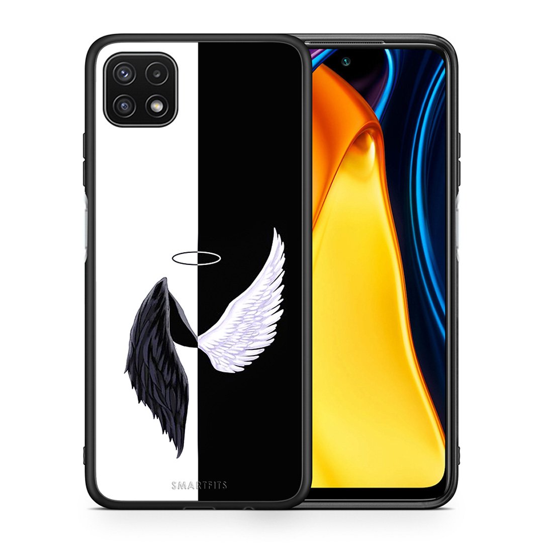 Θήκη Samsung A22 5G Angels Demons από τη Smartfits με σχέδιο στο πίσω μέρος και μαύρο περίβλημα | Samsung A22 5G Angels Demons case with colorful back and black bezels