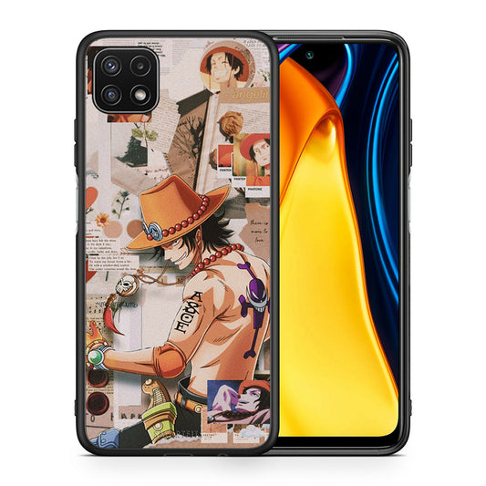 Θήκη Samsung A22 5G Anime Collage από τη Smartfits με σχέδιο στο πίσω μέρος και μαύρο περίβλημα | Samsung A22 5G Anime Collage case with colorful back and black bezels