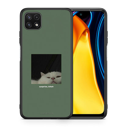 Θήκη Samsung A22 5G Bitch Surprise από τη Smartfits με σχέδιο στο πίσω μέρος και μαύρο περίβλημα | Samsung A22 5G Bitch Surprise case with colorful back and black bezels