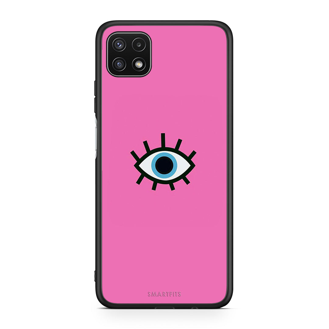 Samsung A22 5G Blue Eye Pink θήκη από τη Smartfits με σχέδιο στο πίσω μέρος και μαύρο περίβλημα | Smartphone case with colorful back and black bezels by Smartfits