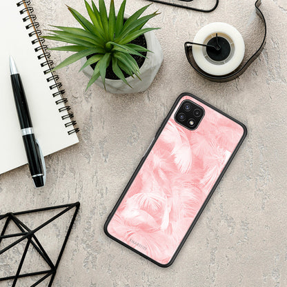 Boho Pink Feather - Samsung Galaxy A22 5G θήκη