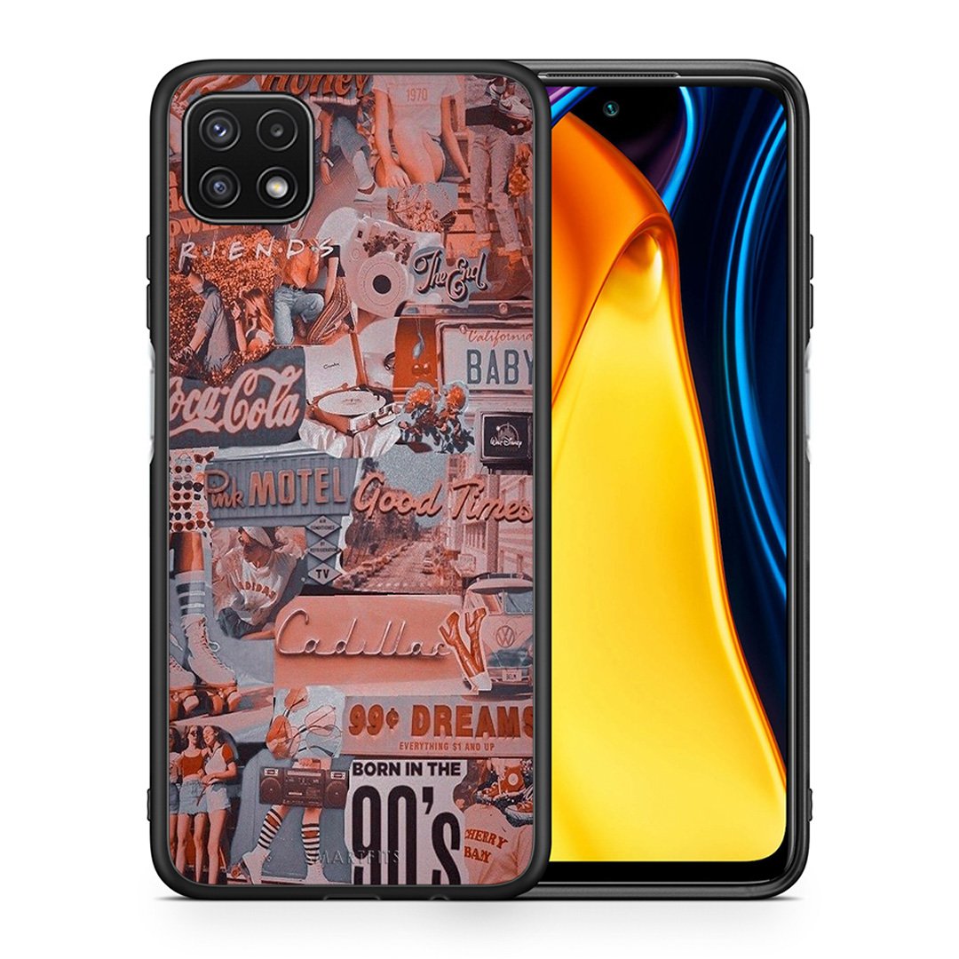 Θήκη Samsung A22 5G Born In 90s από τη Smartfits με σχέδιο στο πίσω μέρος και μαύρο περίβλημα | Samsung A22 5G Born In 90s case with colorful back and black bezels