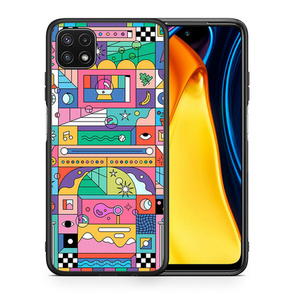 Θήκη Samsung A22 5G Bubbles Soap από τη Smartfits με σχέδιο στο πίσω μέρος και μαύρο περίβλημα | Samsung A22 5G Bubbles Soap case with colorful back and black bezels