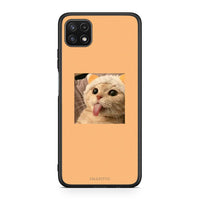 Thumbnail for Samsung A22 5G Cat Tongue θήκη από τη Smartfits με σχέδιο στο πίσω μέρος και μαύρο περίβλημα | Smartphone case with colorful back and black bezels by Smartfits