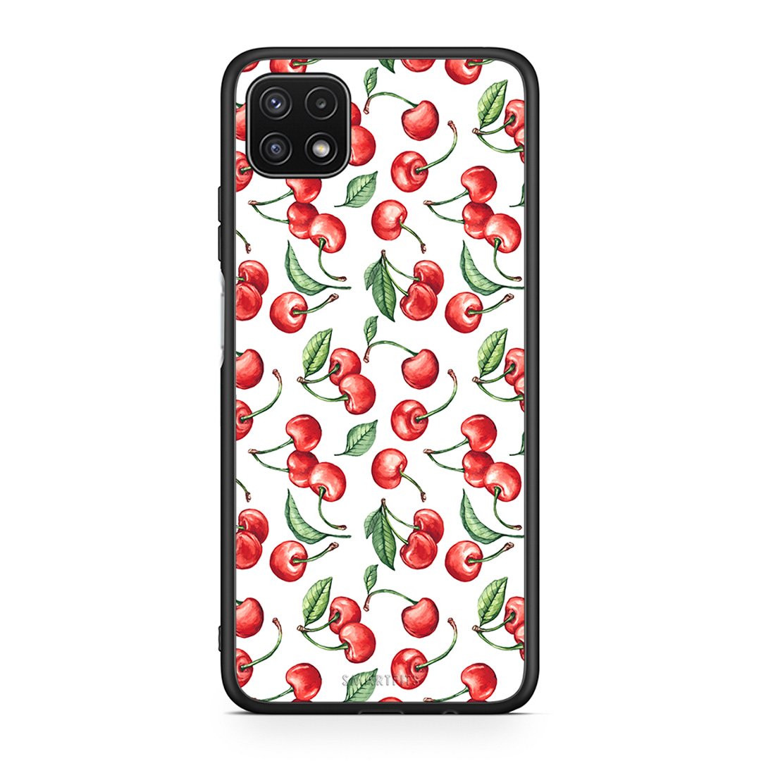Samsung A22 5G Cherry Summer θήκη από τη Smartfits με σχέδιο στο πίσω μέρος και μαύρο περίβλημα | Smartphone case with colorful back and black bezels by Smartfits