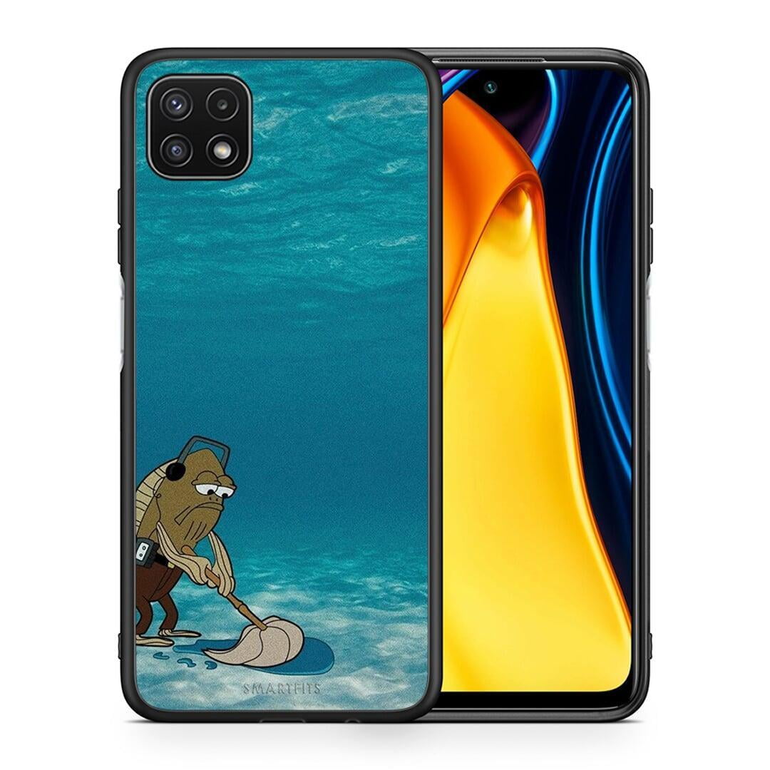 Θήκη Samsung A22 5G Clean The Ocean από τη Smartfits με σχέδιο στο πίσω μέρος και μαύρο περίβλημα | Samsung A22 5G Clean The Ocean case with colorful back and black bezels