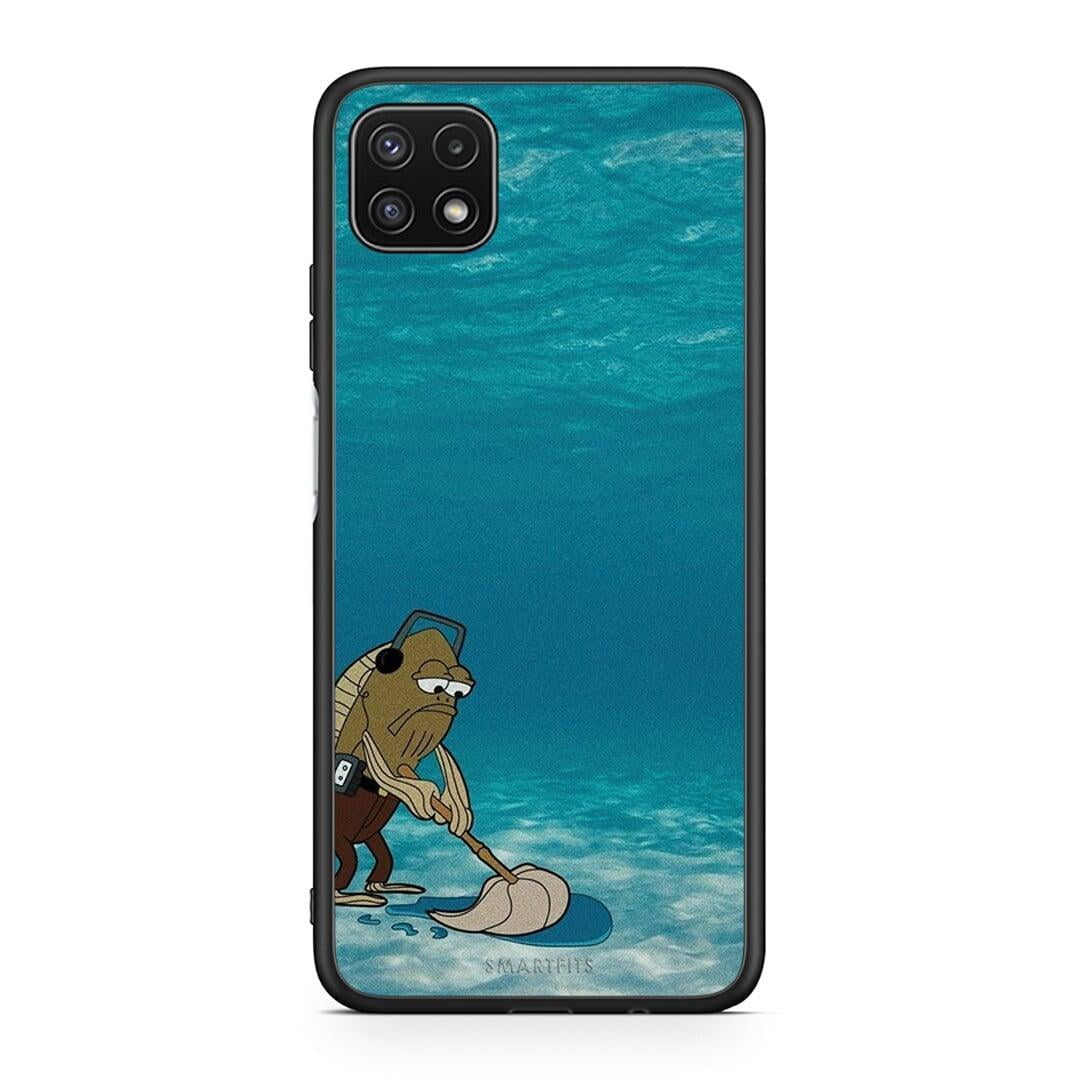 Samsung A22 5G Clean The Ocean Θήκη από τη Smartfits με σχέδιο στο πίσω μέρος και μαύρο περίβλημα | Smartphone case with colorful back and black bezels by Smartfits