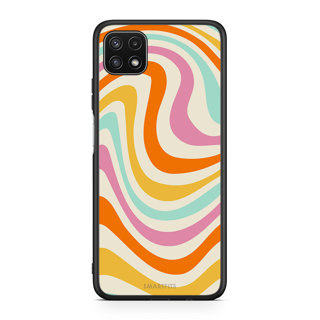 Samsung A22 5G Colourful Waves θήκη από τη Smartfits με σχέδιο στο πίσω μέρος και μαύρο περίβλημα | Smartphone case with colorful back and black bezels by Smartfits