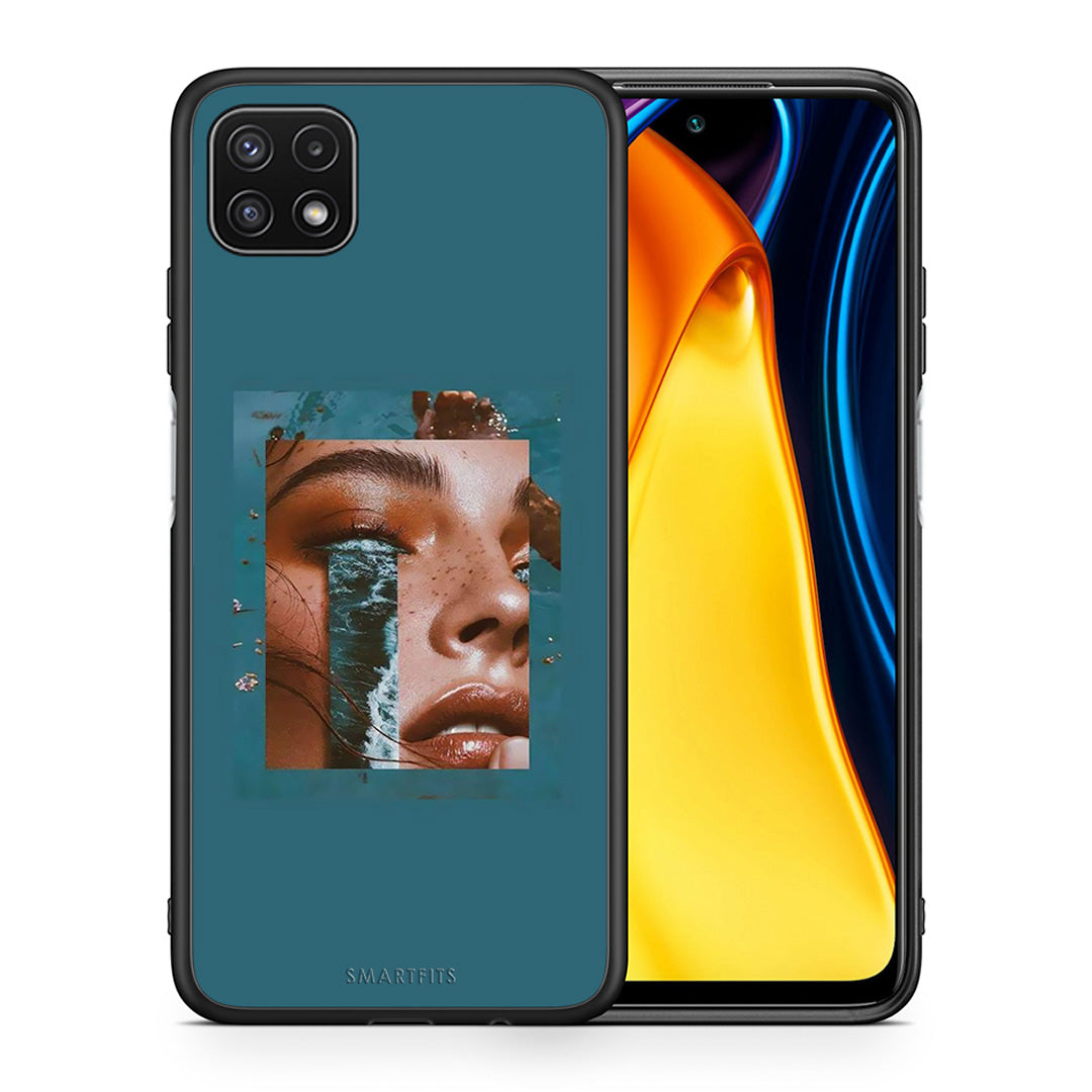 Θήκη Samsung A22 5G Cry An Ocean από τη Smartfits με σχέδιο στο πίσω μέρος και μαύρο περίβλημα | Samsung A22 5G Cry An Ocean case with colorful back and black bezels
