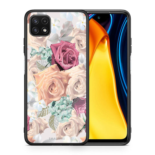 Θήκη Samsung A22 5G Bouquet Floral από τη Smartfits με σχέδιο στο πίσω μέρος και μαύρο περίβλημα | Samsung A22 5G Bouquet Floral case with colorful back and black bezels