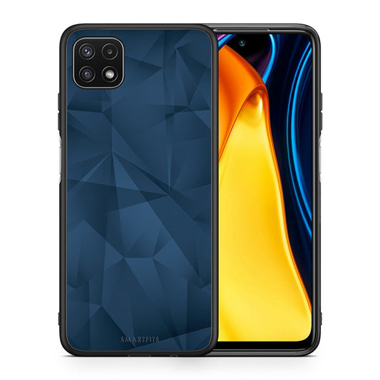 Θήκη Samsung A22 5G Blue Abstract Geometric από τη Smartfits με σχέδιο στο πίσω μέρος και μαύρο περίβλημα | Samsung A22 5G Blue Abstract Geometric case with colorful back and black bezels
