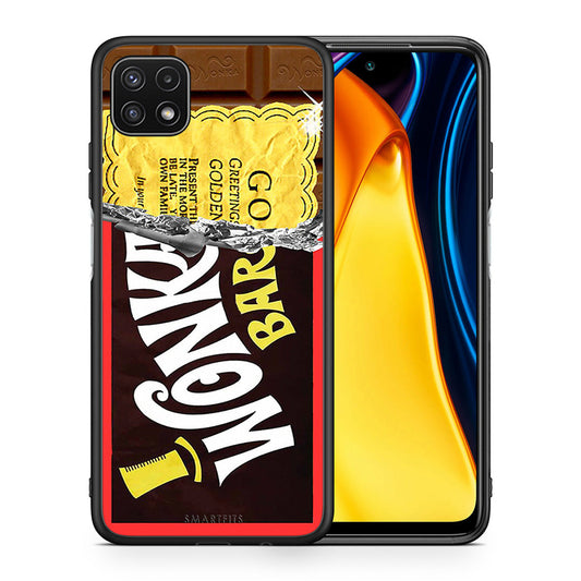 Θήκη Samsung A22 5G Golden Ticket από τη Smartfits με σχέδιο στο πίσω μέρος και μαύρο περίβλημα | Samsung A22 5G Golden Ticket case with colorful back and black bezels