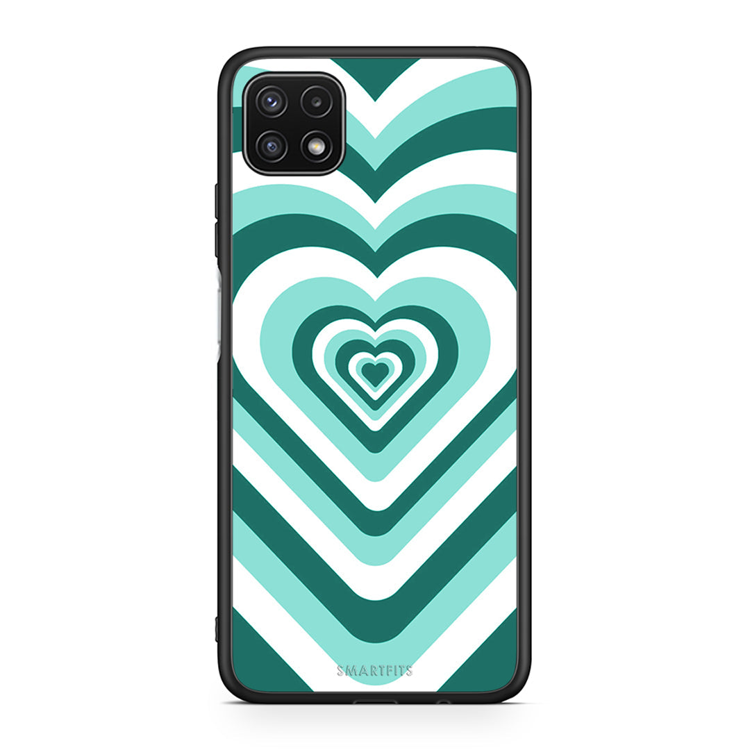 Samsung A22 5G Green Hearts θήκη από τη Smartfits με σχέδιο στο πίσω μέρος και μαύρο περίβλημα | Smartphone case with colorful back and black bezels by Smartfits