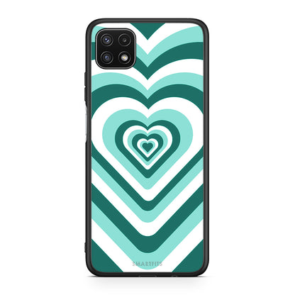 Samsung A22 5G Green Hearts θήκη από τη Smartfits με σχέδιο στο πίσω μέρος και μαύρο περίβλημα | Smartphone case with colorful back and black bezels by Smartfits