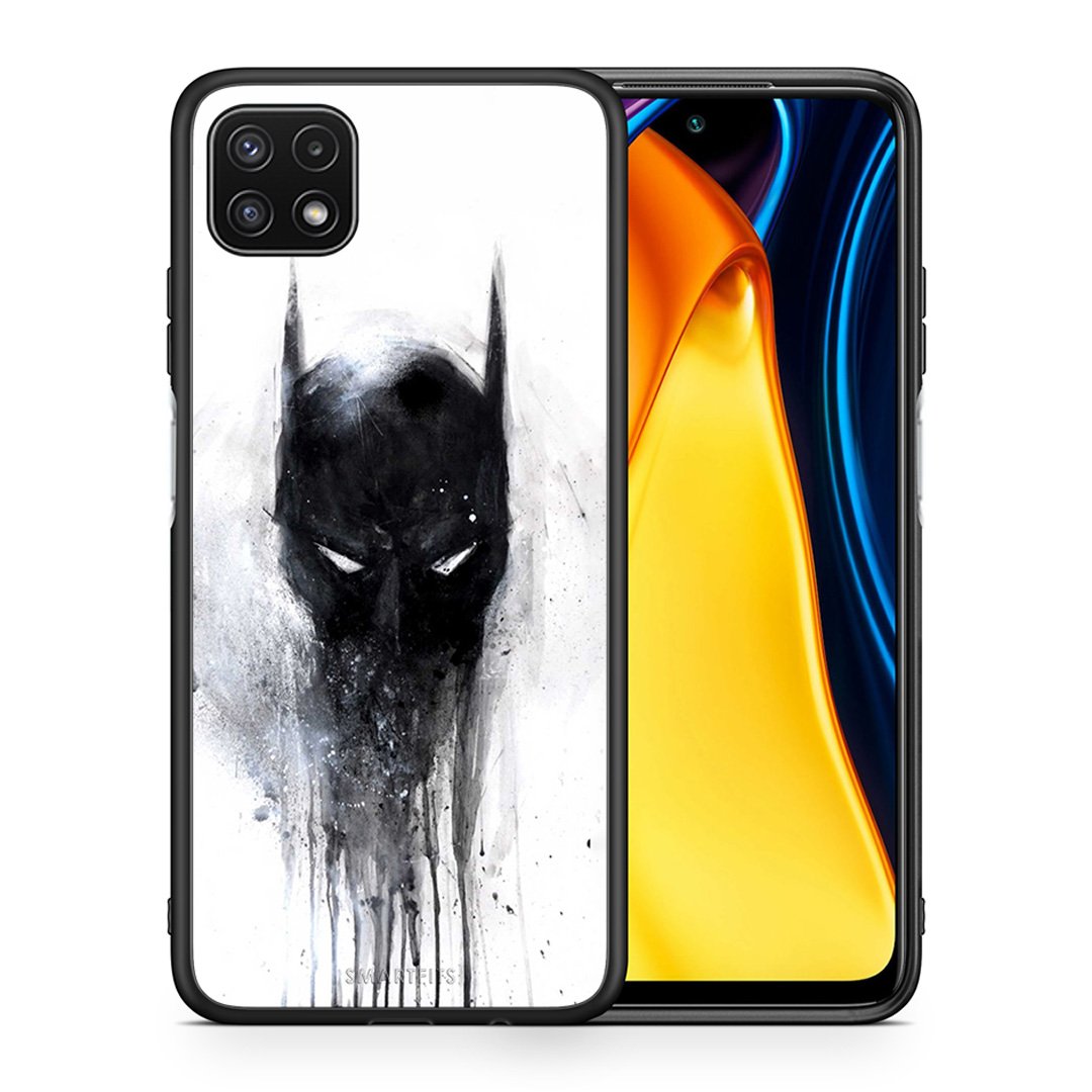 Θήκη Samsung A22 5G Paint Bat Hero από τη Smartfits με σχέδιο στο πίσω μέρος και μαύρο περίβλημα | Samsung A22 5G Paint Bat Hero case with colorful back and black bezels