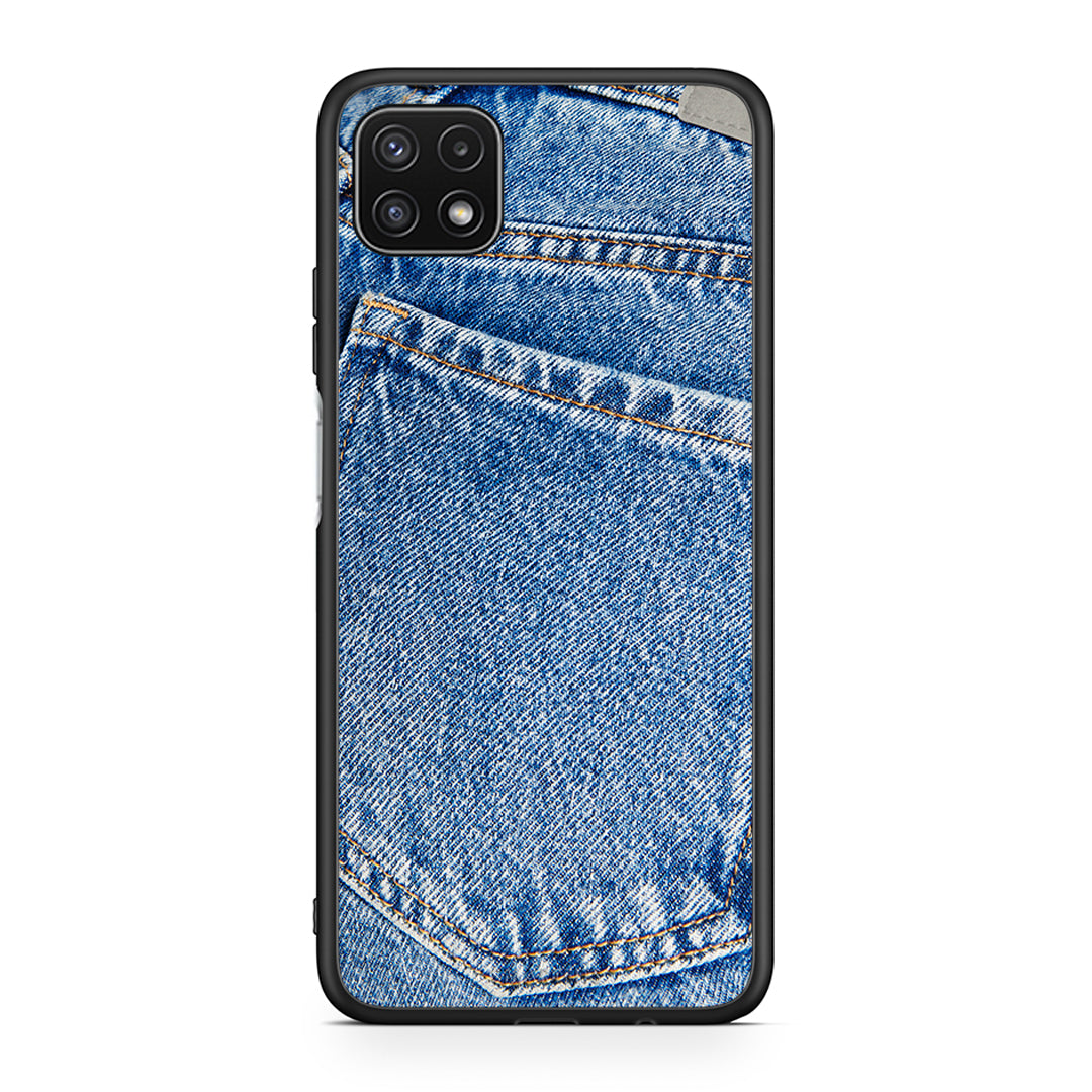 Samsung A22 5G Jeans Pocket θήκη από τη Smartfits με σχέδιο στο πίσω μέρος και μαύρο περίβλημα | Smartphone case with colorful back and black bezels by Smartfits