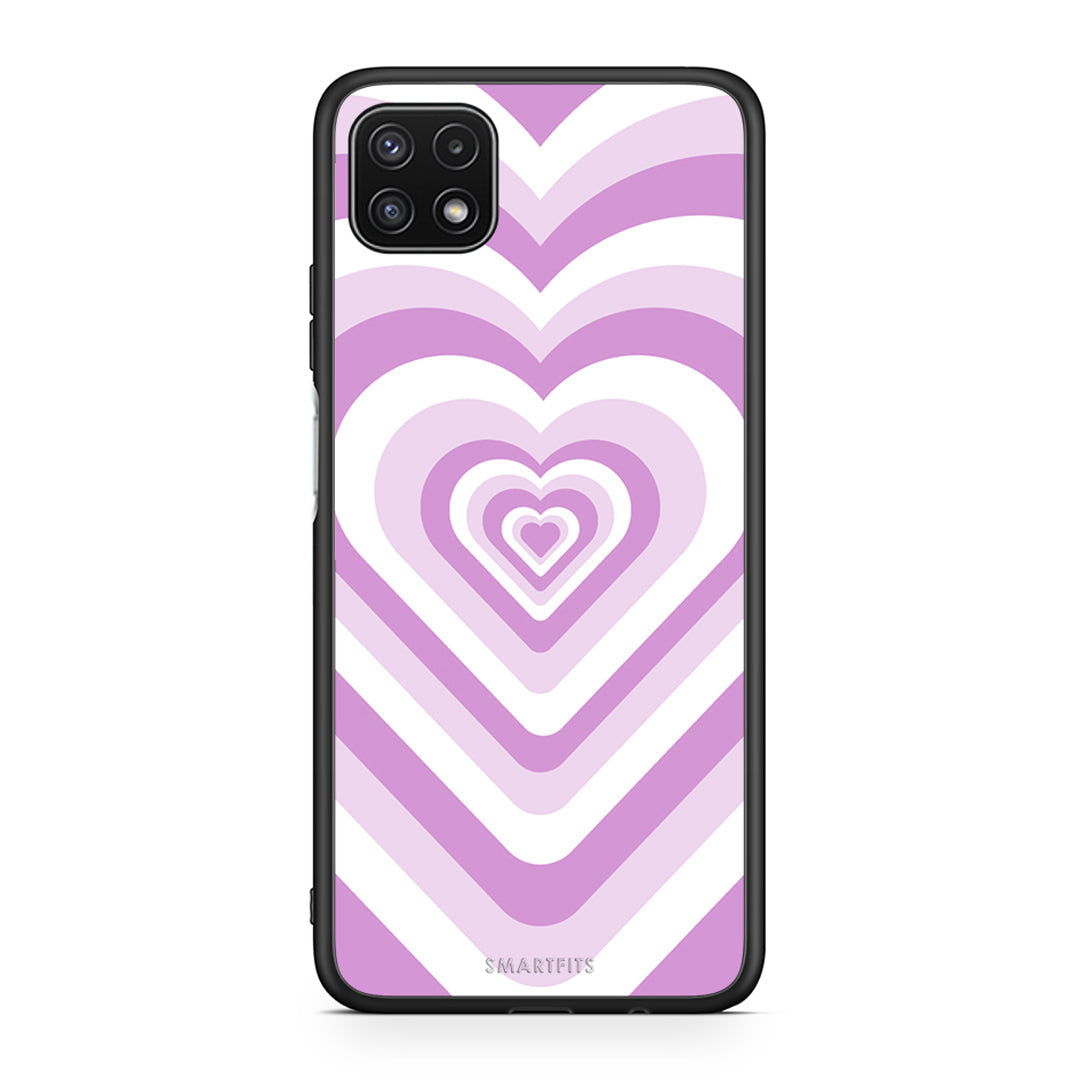 Samsung A22 5G Lilac Hearts θήκη από τη Smartfits με σχέδιο στο πίσω μέρος και μαύρο περίβλημα | Smartphone case with colorful back and black bezels by Smartfits