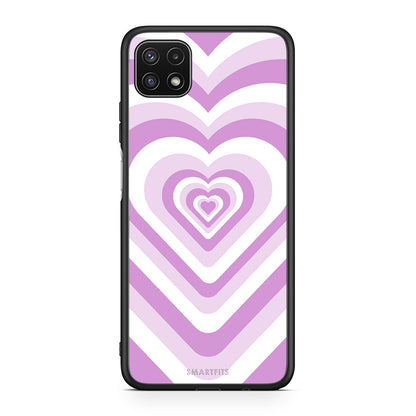 Samsung A22 5G Lilac Hearts θήκη από τη Smartfits με σχέδιο στο πίσω μέρος και μαύρο περίβλημα | Smartphone case with colorful back and black bezels by Smartfits
