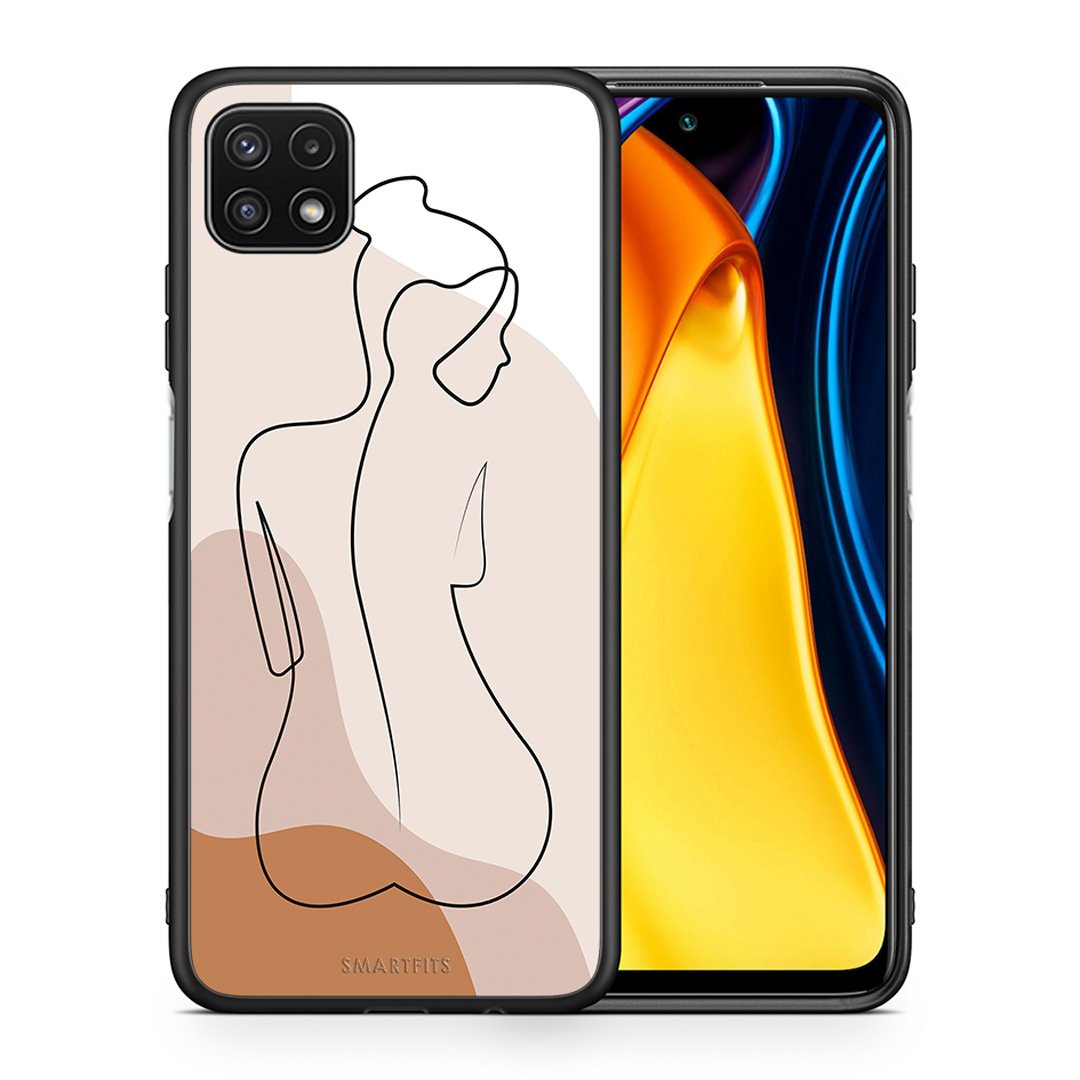Θήκη Samsung A22 5G LineArt Woman από τη Smartfits με σχέδιο στο πίσω μέρος και μαύρο περίβλημα | Samsung A22 5G LineArt Woman case with colorful back and black bezels