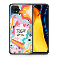 Thumbnail for Θήκη Samsung A22 5G Manifest Your Vision από τη Smartfits με σχέδιο στο πίσω μέρος και μαύρο περίβλημα | Samsung A22 5G Manifest Your Vision case with colorful back and black bezels