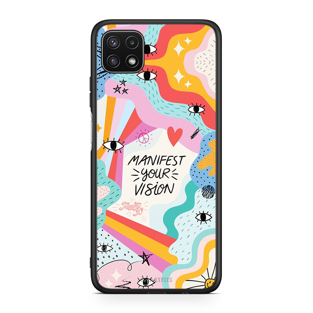 Samsung A22 5G Manifest Your Vision θήκη από τη Smartfits με σχέδιο στο πίσω μέρος και μαύρο περίβλημα | Smartphone case with colorful back and black bezels by Smartfits
