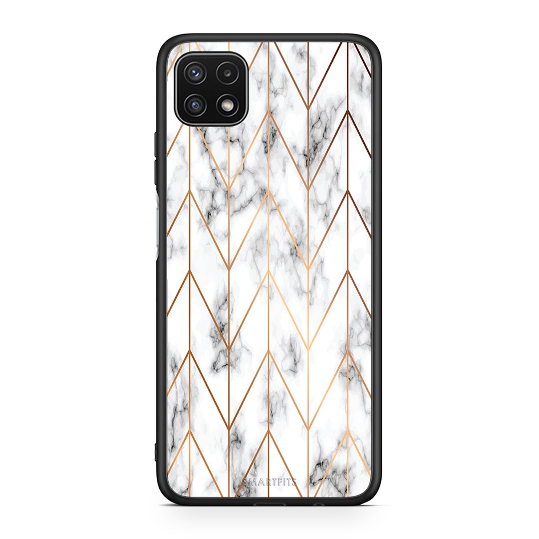 44 - Samsung A22 5G Gold Geometric Marble case, cover, bumper
