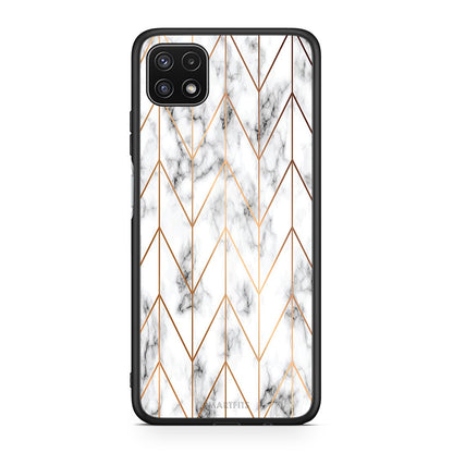 44 - Samsung A22 5G Gold Geometric Marble case, cover, bumper