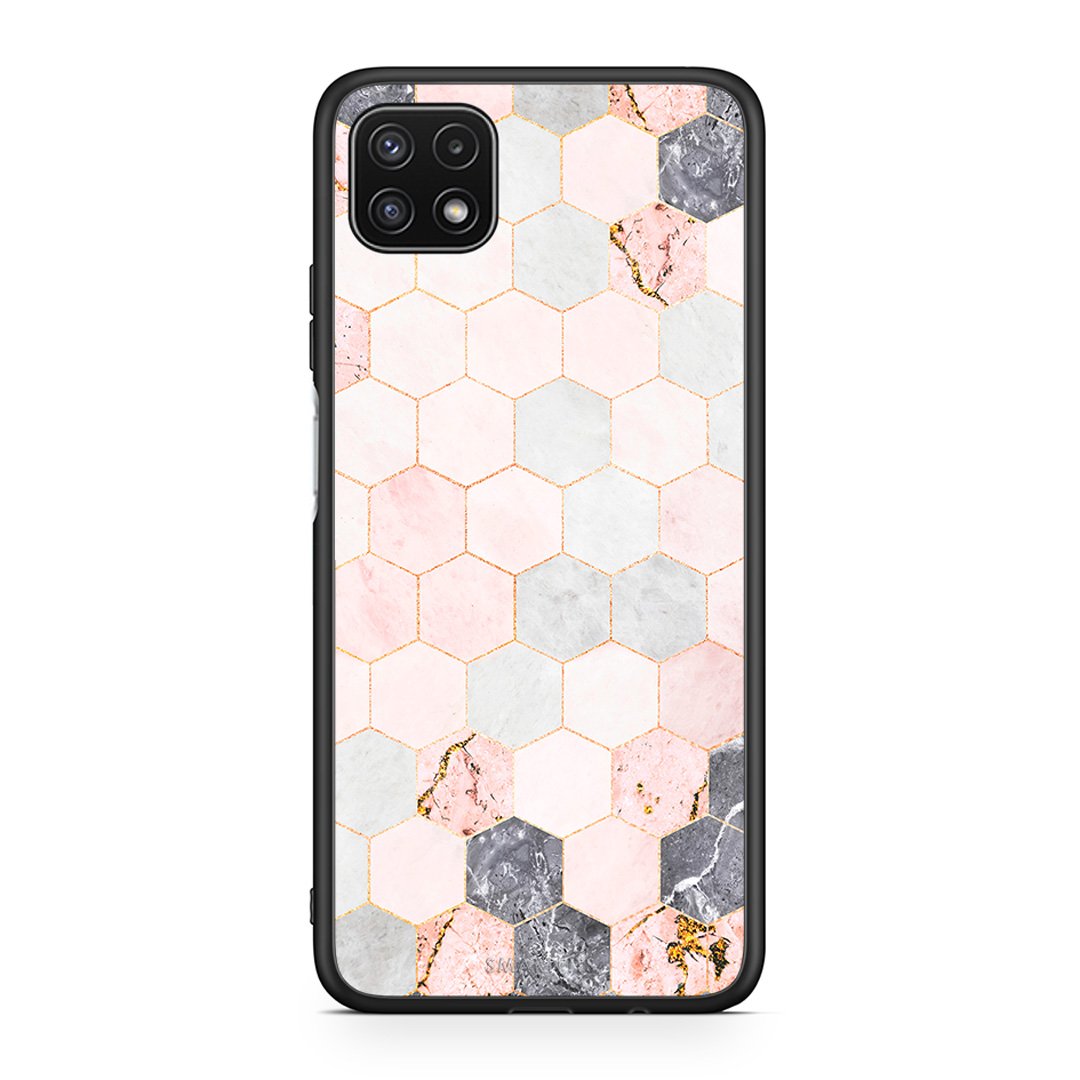 4 - Samsung A22 5G Hexagon Pink Marble case, cover, bumper