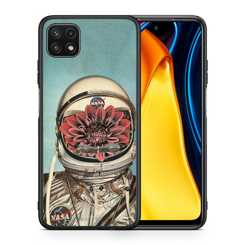 Θήκη Samsung A22 5G Nasa Bloom από τη Smartfits με σχέδιο στο πίσω μέρος και μαύρο περίβλημα | Samsung A22 5G Nasa Bloom case with colorful back and black bezels