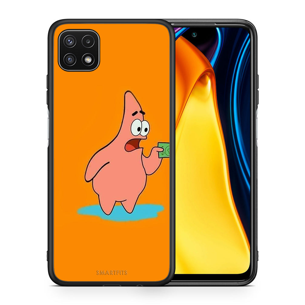 Θήκη Αγίου Βαλεντίνου Samsung A22 5G No Money 1 από τη Smartfits με σχέδιο στο πίσω μέρος και μαύρο περίβλημα | Samsung A22 5G No Money 1 case with colorful back and black bezels