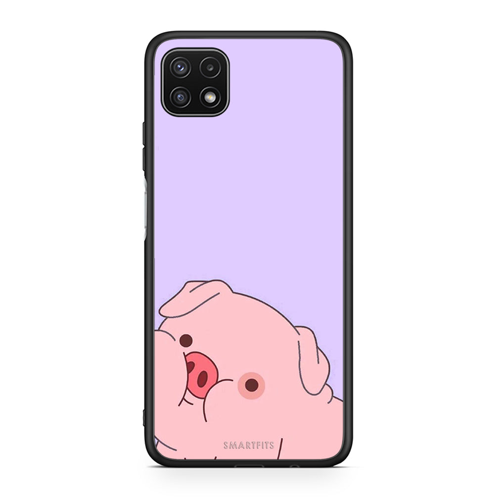 Samsung A22 5G Pig Love 2 Θήκη Αγίου Βαλεντίνου από τη Smartfits με σχέδιο στο πίσω μέρος και μαύρο περίβλημα | Smartphone case with colorful back and black bezels by Smartfits