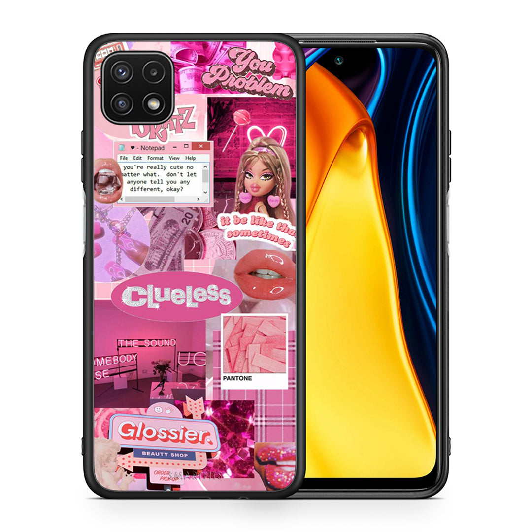 Θήκη Αγίου Βαλεντίνου Samsung A22 5G Pink Love από τη Smartfits με σχέδιο στο πίσω μέρος και μαύρο περίβλημα | Samsung A22 5G Pink Love case with colorful back and black bezels