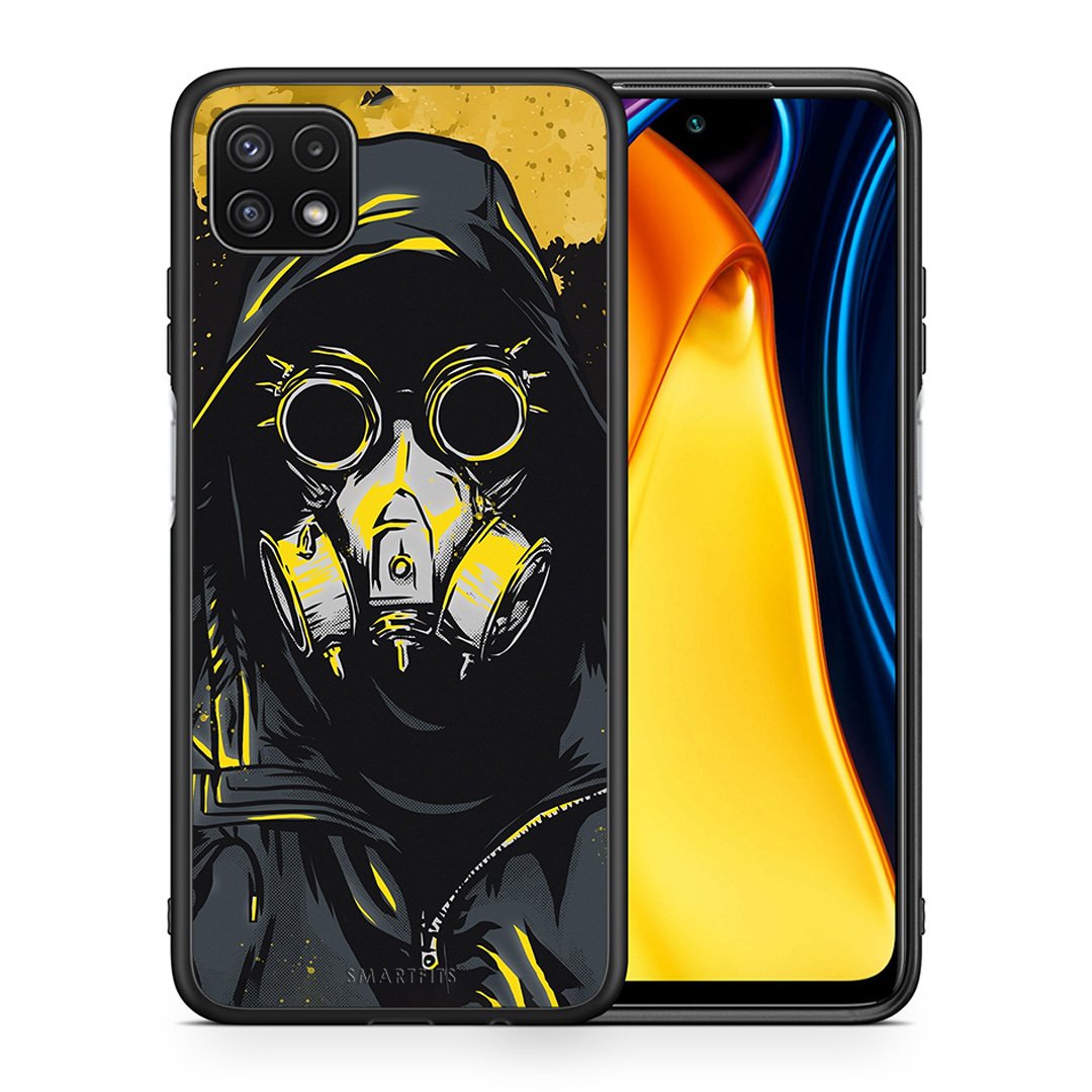 Θήκη Samsung A22 5G Mask PopArt από τη Smartfits με σχέδιο στο πίσω μέρος και μαύρο περίβλημα | Samsung A22 5G Mask PopArt case with colorful back and black bezels