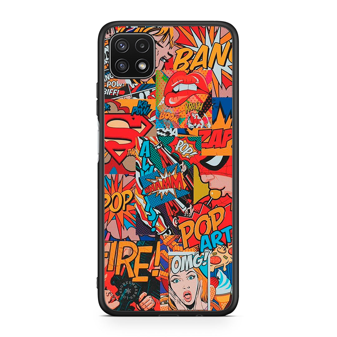 Samsung A22 5G PopArt OMG θήκη από τη Smartfits με σχέδιο στο πίσω μέρος και μαύρο περίβλημα | Smartphone case with colorful back and black bezels by Smartfits