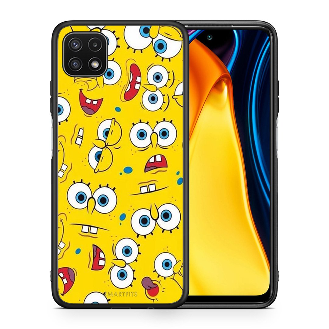 Θήκη Samsung A22 5G Sponge PopArt από τη Smartfits με σχέδιο στο πίσω μέρος και μαύρο περίβλημα | Samsung A22 5G Sponge PopArt case with colorful back and black bezels