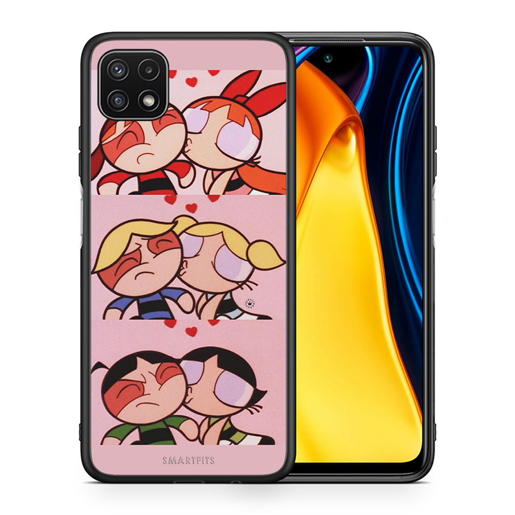 Θήκη Αγίου Βαλεντίνου Samsung A22 5G Puff Love από τη Smartfits με σχέδιο στο πίσω μέρος και μαύρο περίβλημα | Samsung A22 5G Puff Love case with colorful back and black bezels