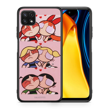 Θήκη Αγίου Βαλεντίνου Samsung A22 5G Puff Love από τη Smartfits με σχέδιο στο πίσω μέρος και μαύρο περίβλημα | Samsung A22 5G Puff Love case with colorful back and black bezels
